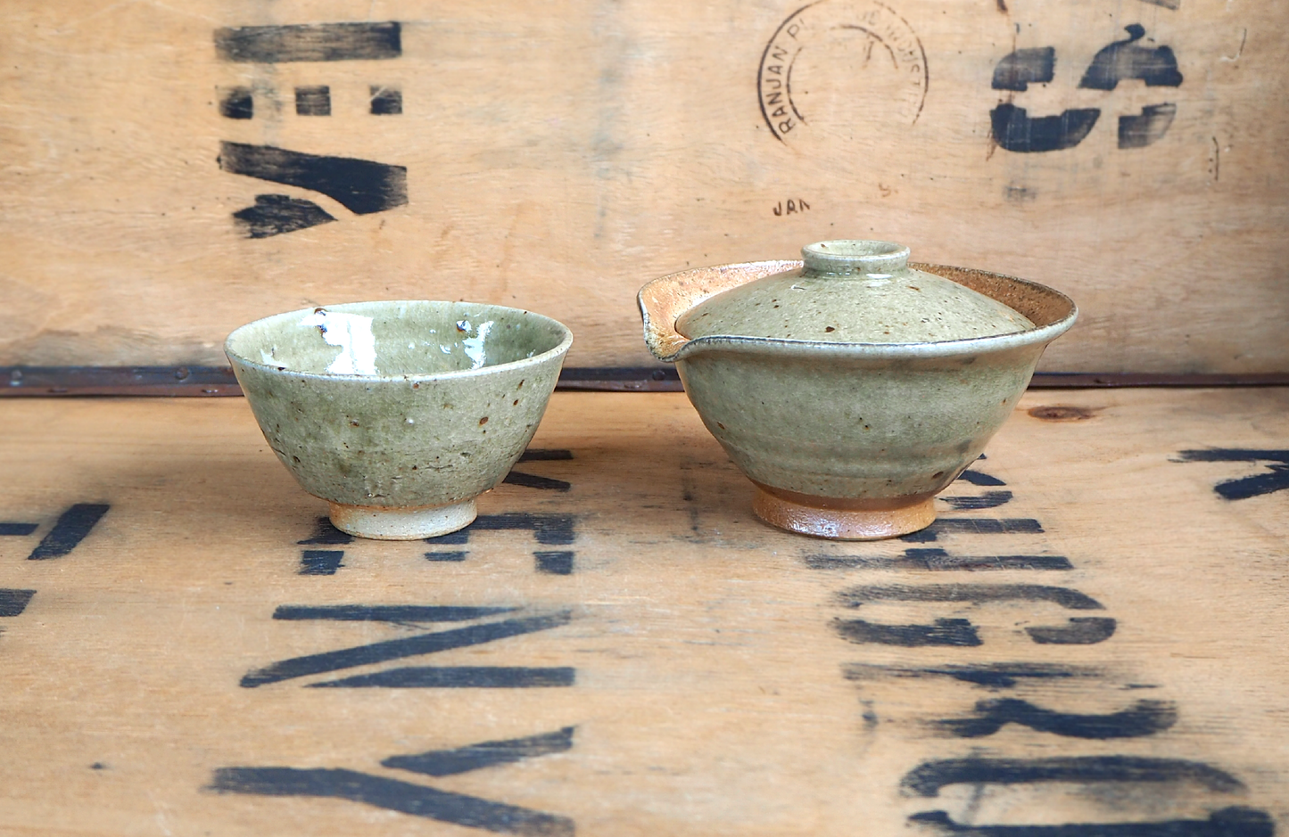 Woodfired Celadon Tea Bowl by Linda Unsworth