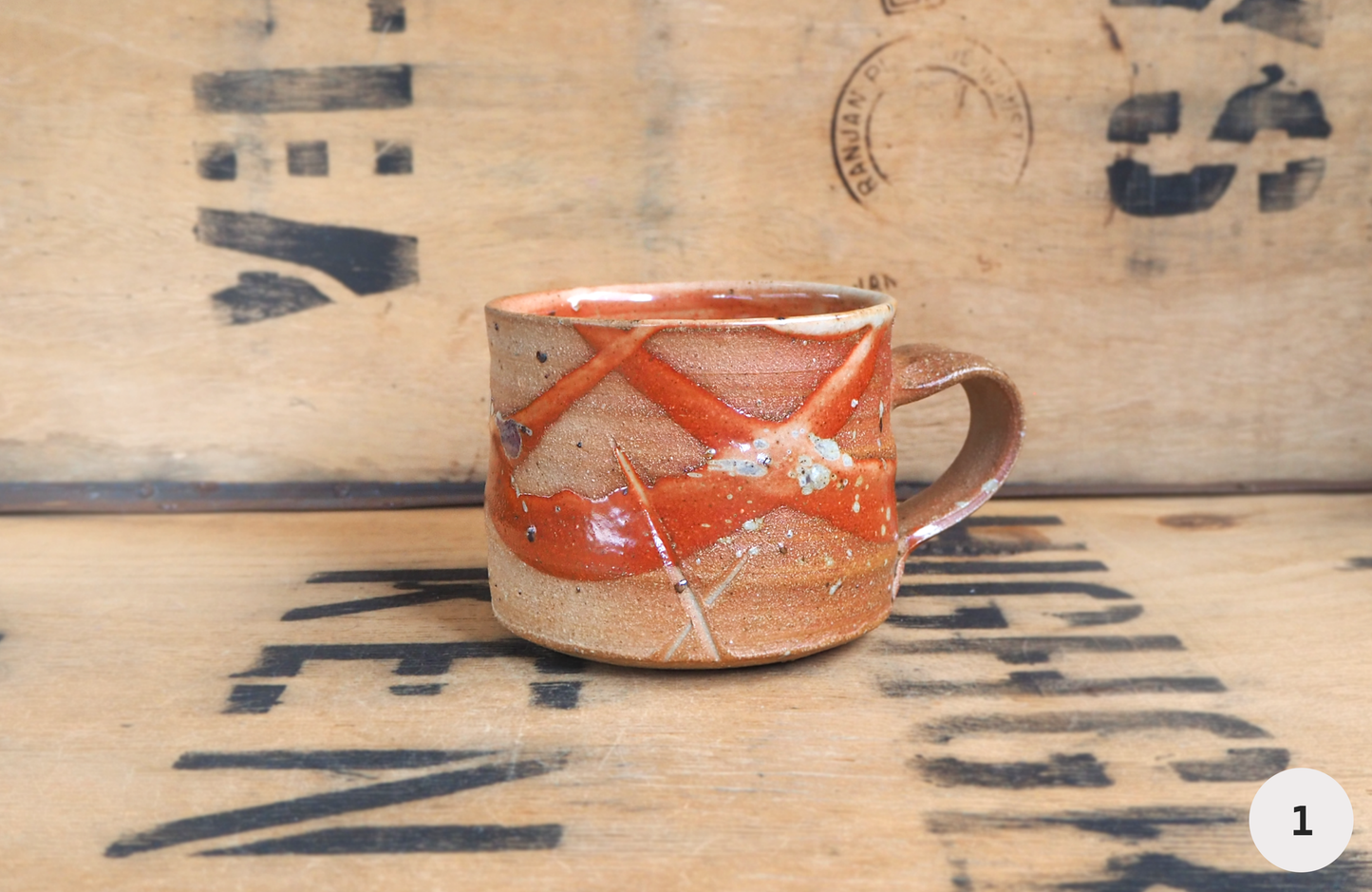 Woodfired Shino Mug (1-8) by Linda Unsworth