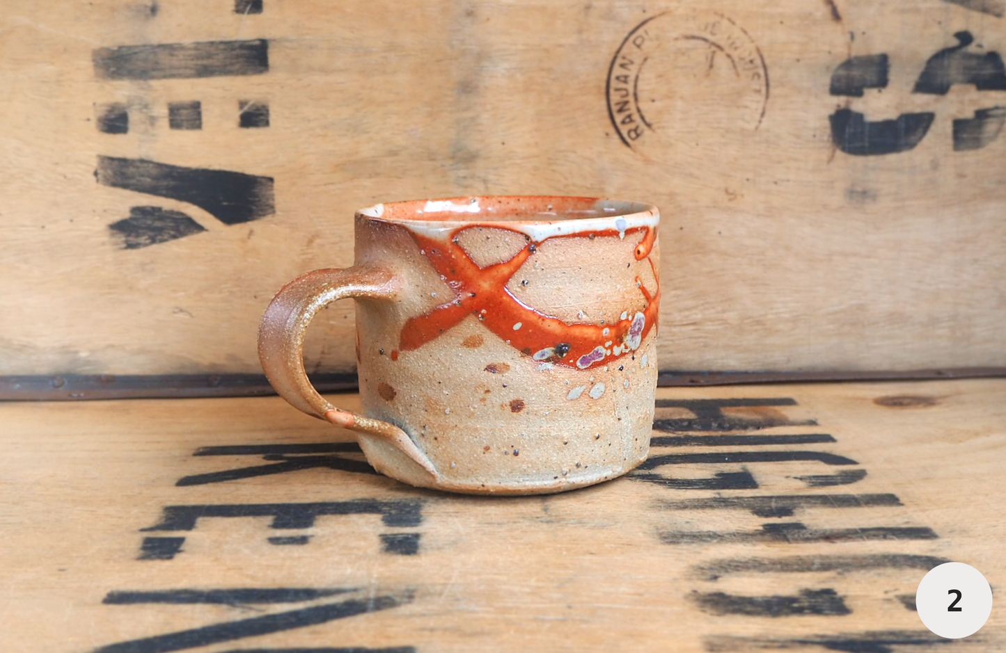 Woodfired Shino Mug (1-8) by Linda Unsworth