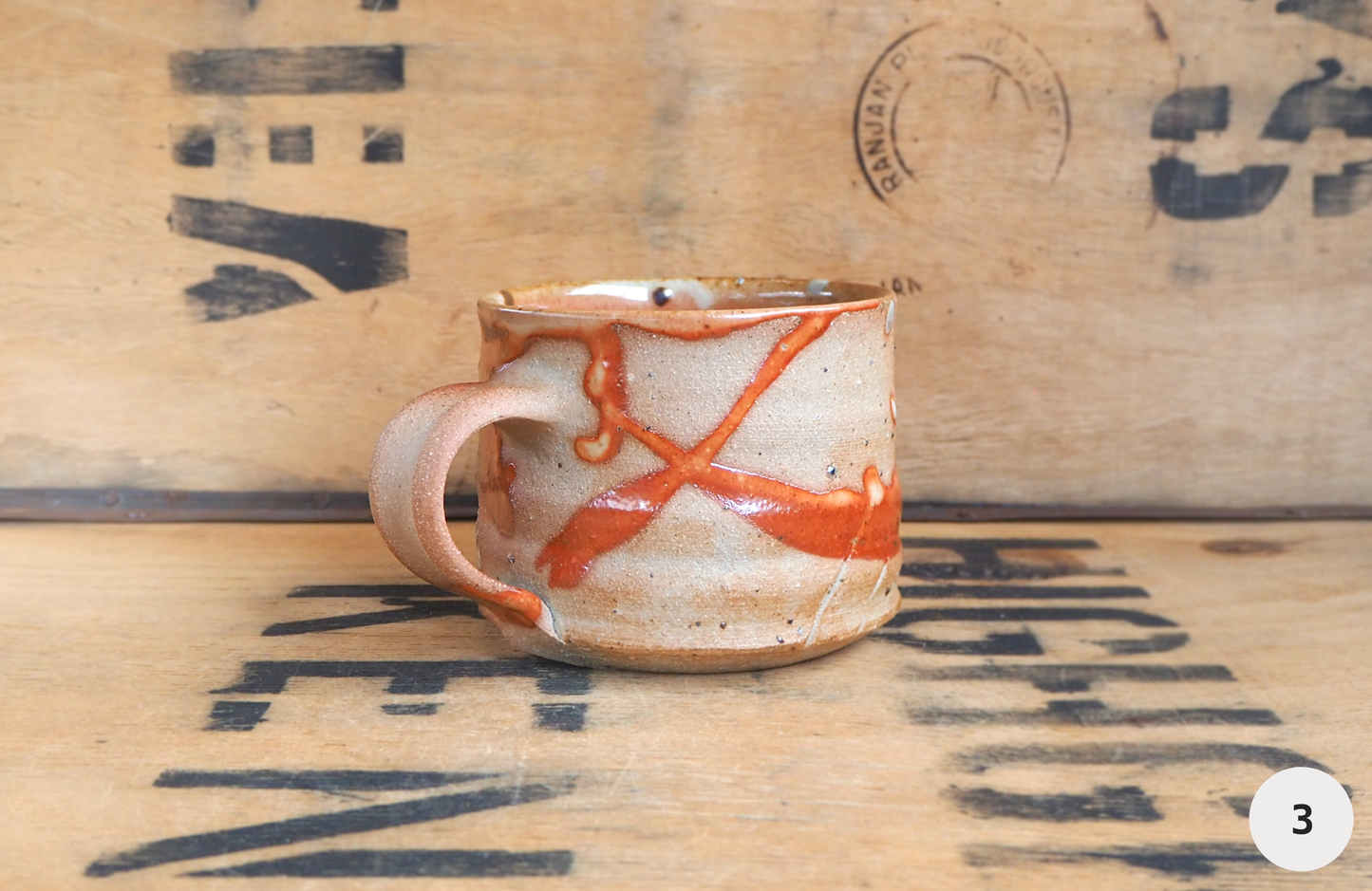 Woodfired Shino Mug (1-8) by Linda Unsworth