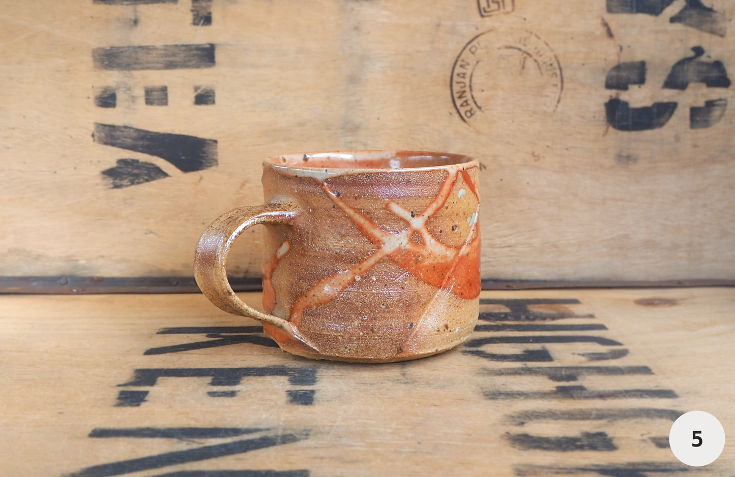 Woodfired Shino Mug (1-8) by Linda Unsworth