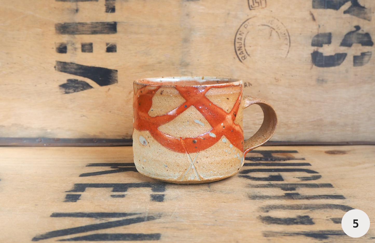 Woodfired Shino Mug (1-8) by Linda Unsworth
