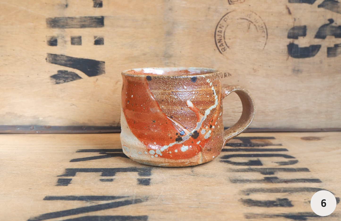 Woodfired Shino Mug (1-8) by Linda Unsworth