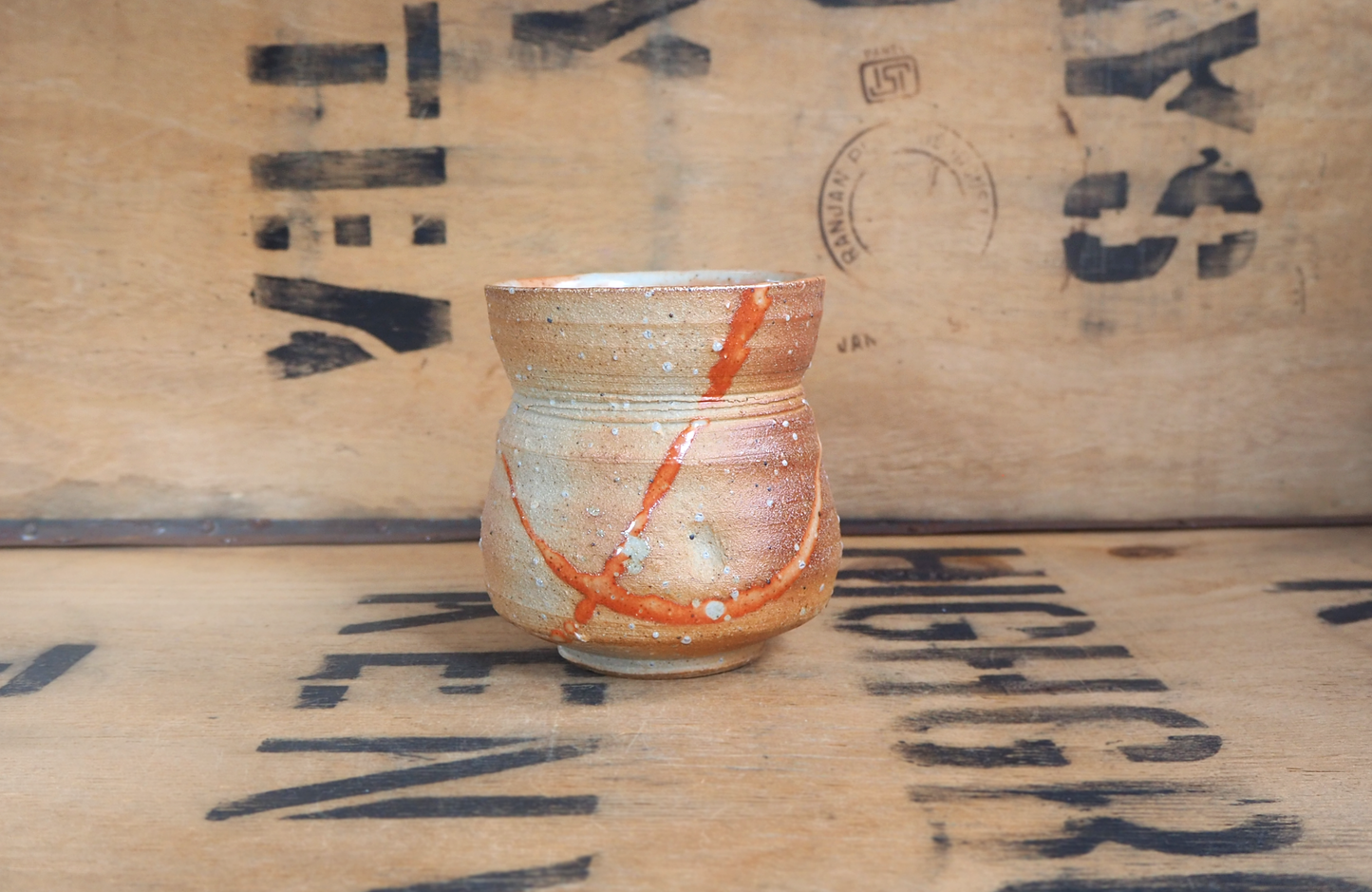 Woodfired Shino Yunomi by Linda Unsworth