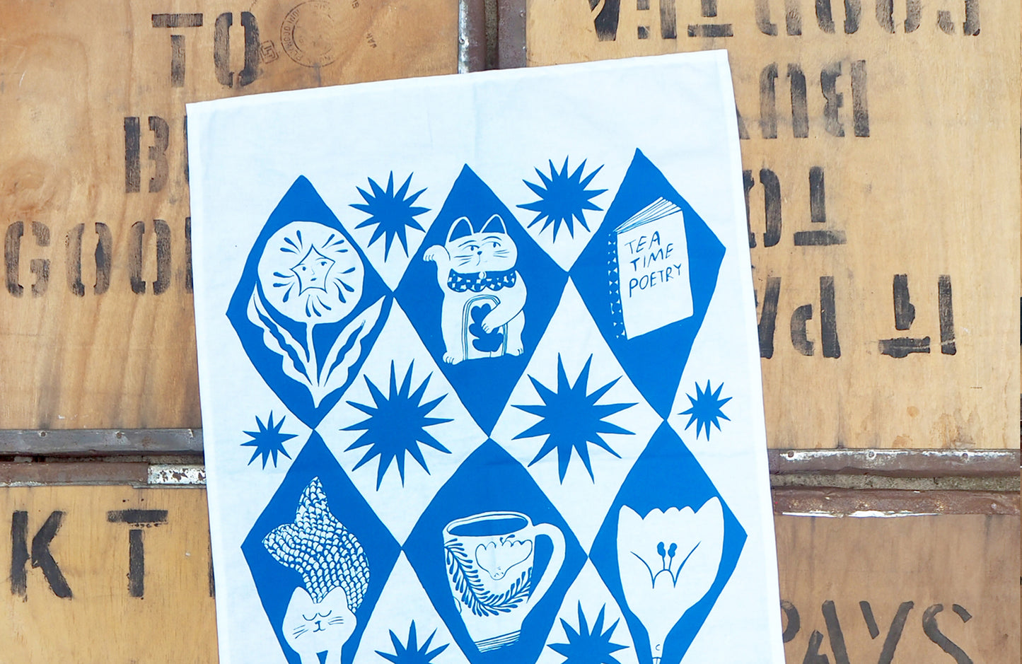 Tea Time Poetry Tea Towel by Marie Yae