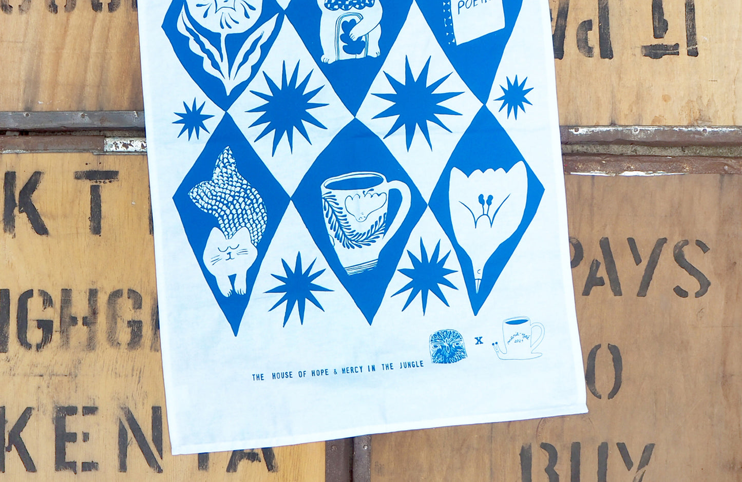 Tea Time Poetry Tea Towel by Marie Yae