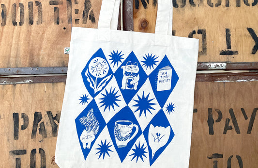 Tea Time Poetry Tote by Marie Yae