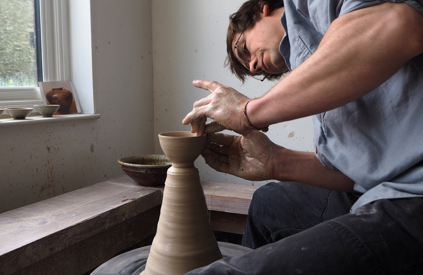 Ash Glaze Tea Bowl (6) by Charlie Collier