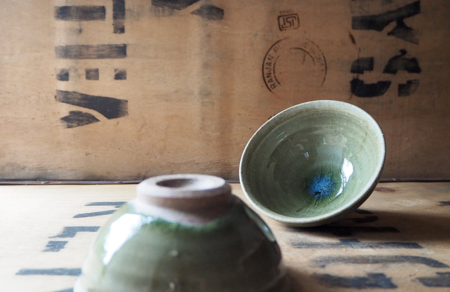Ash Glaze Tea Bowls ~ Pair (11) by Charlie Collier