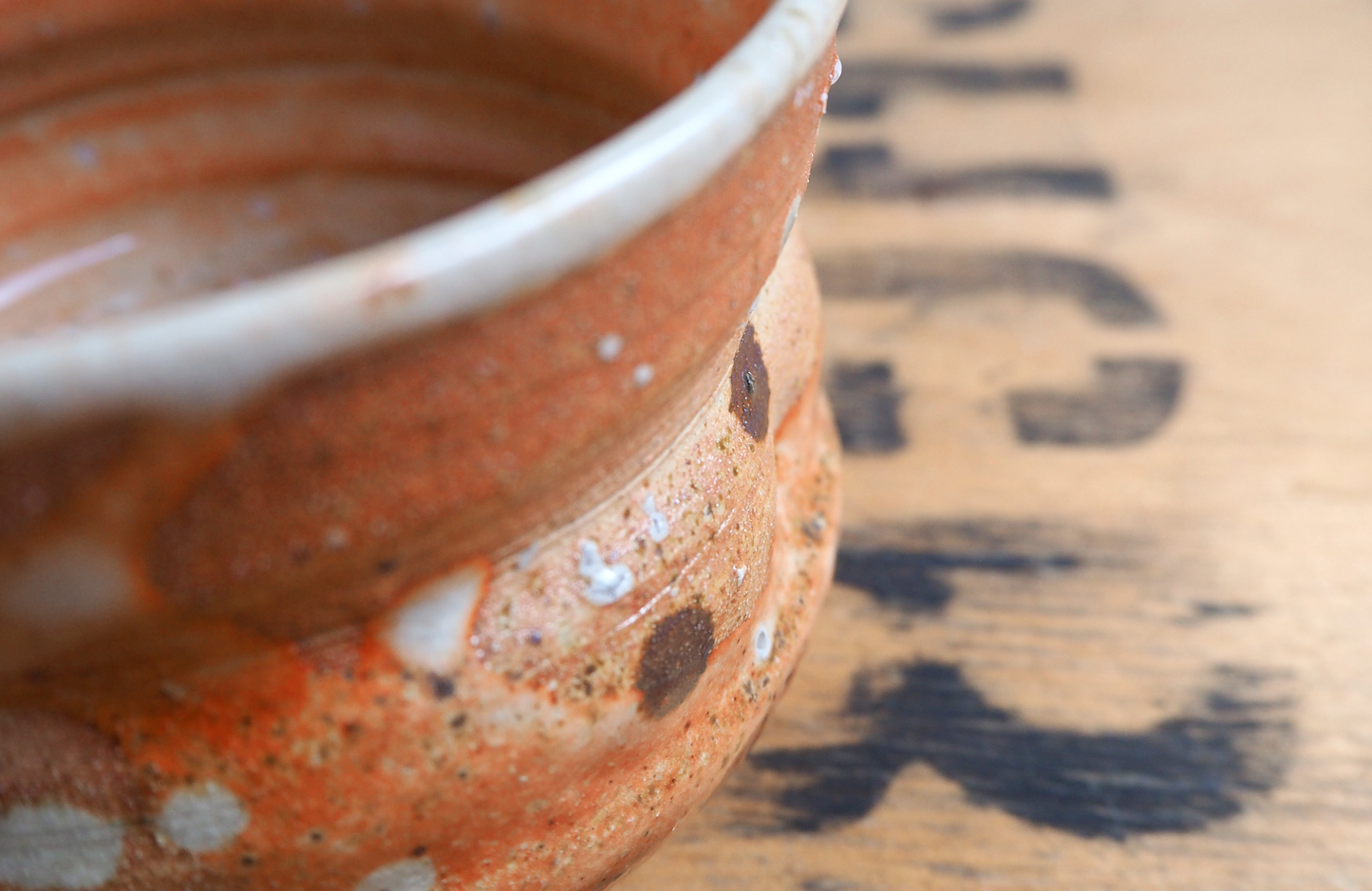 Woodfired Shino Chawan by Linda Unsworth