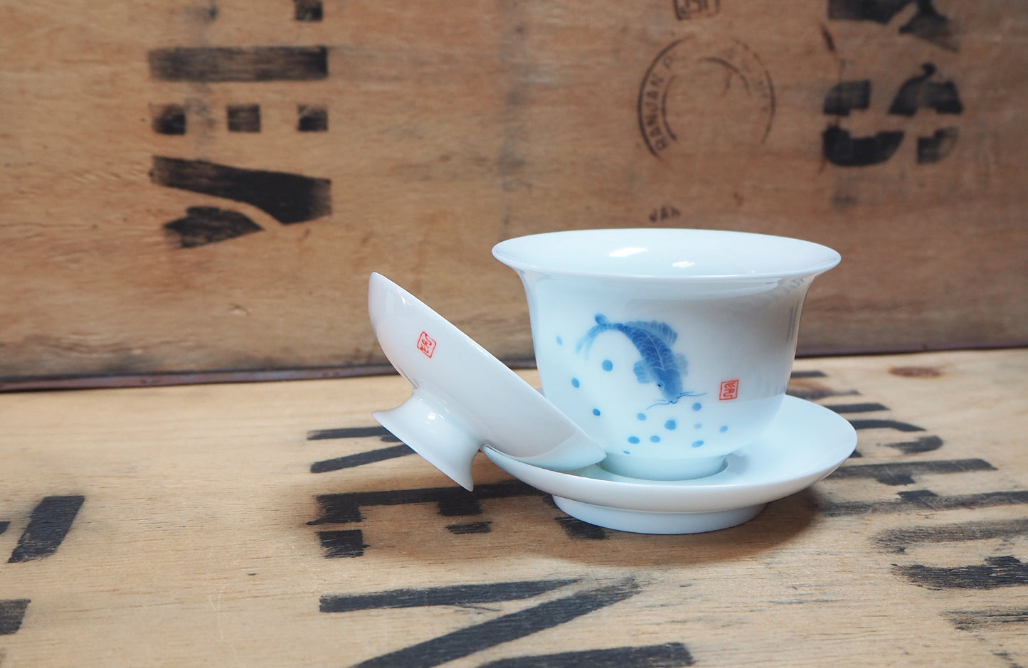 Koi Fish Porcelain Gaiwan