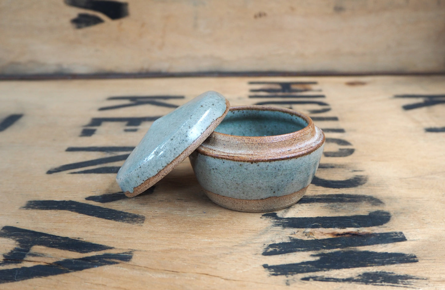 Tiny Blue Ash Tea Jar by Jack Welbourne