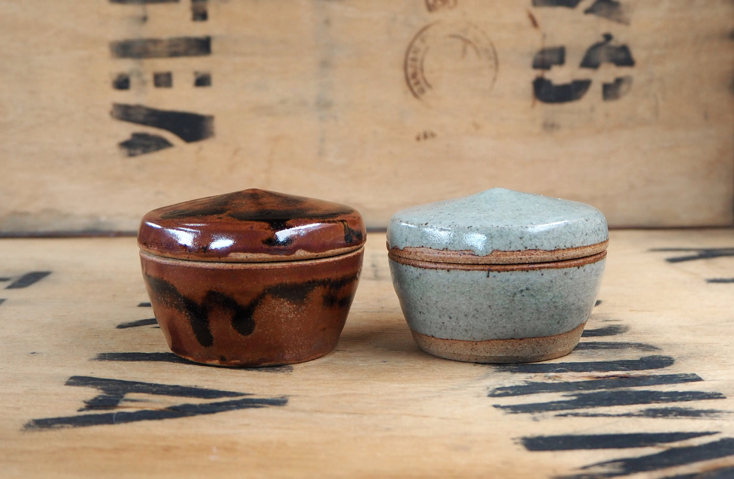 Tiny Tenmoku Tea Jar by Jack Welbourne