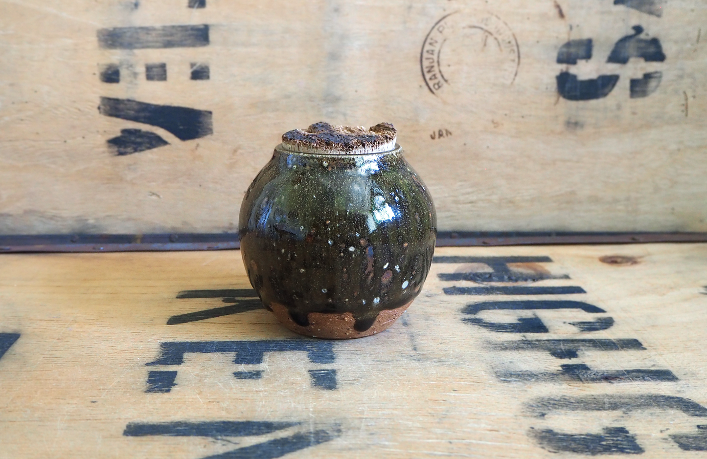 Woodfired Dark Ash Tea Jar by Linda Unsworth
