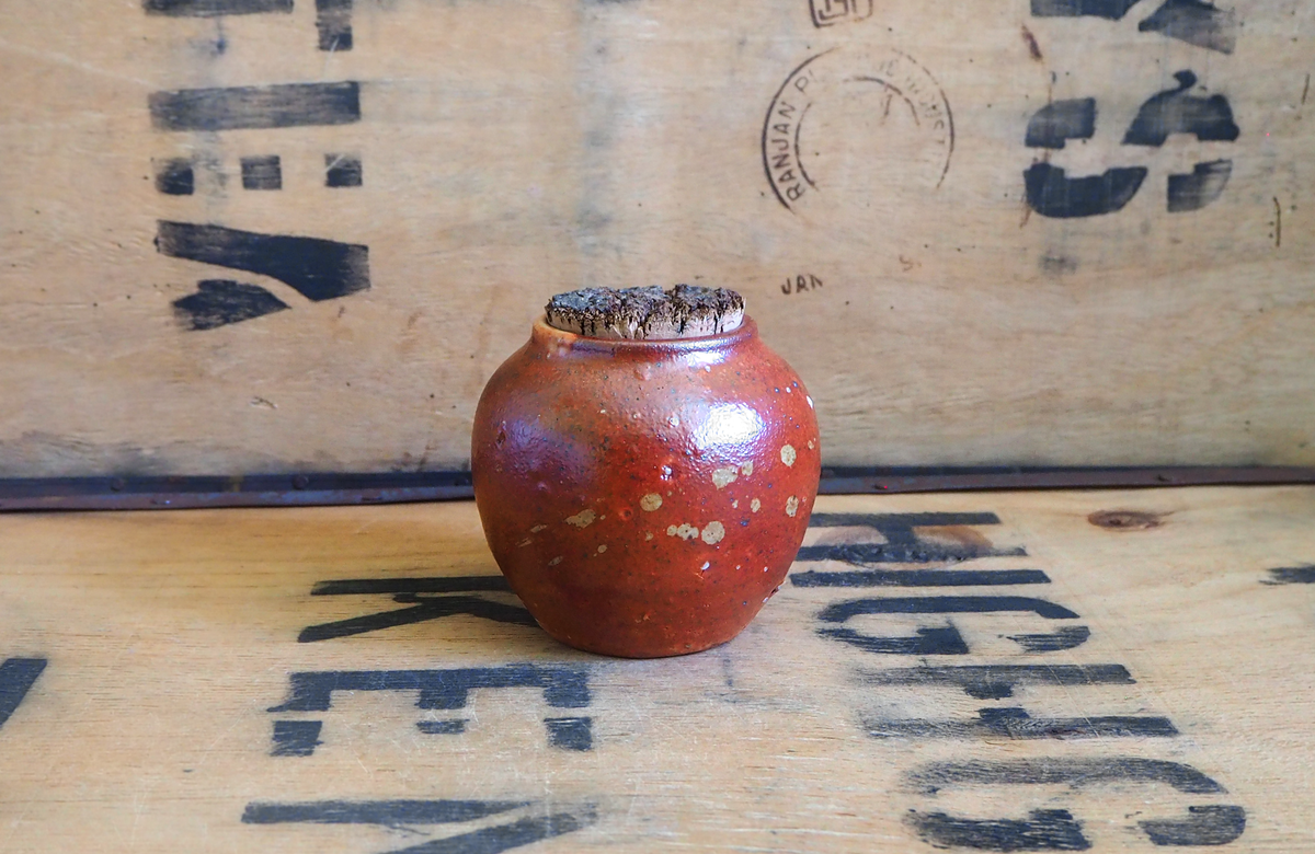 Woodfired Red Shino Tea Jar by Linda Unsworth
