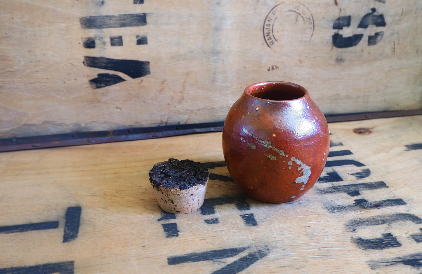 Woodfired Red Shino Tea Jar by Linda Unsworth
