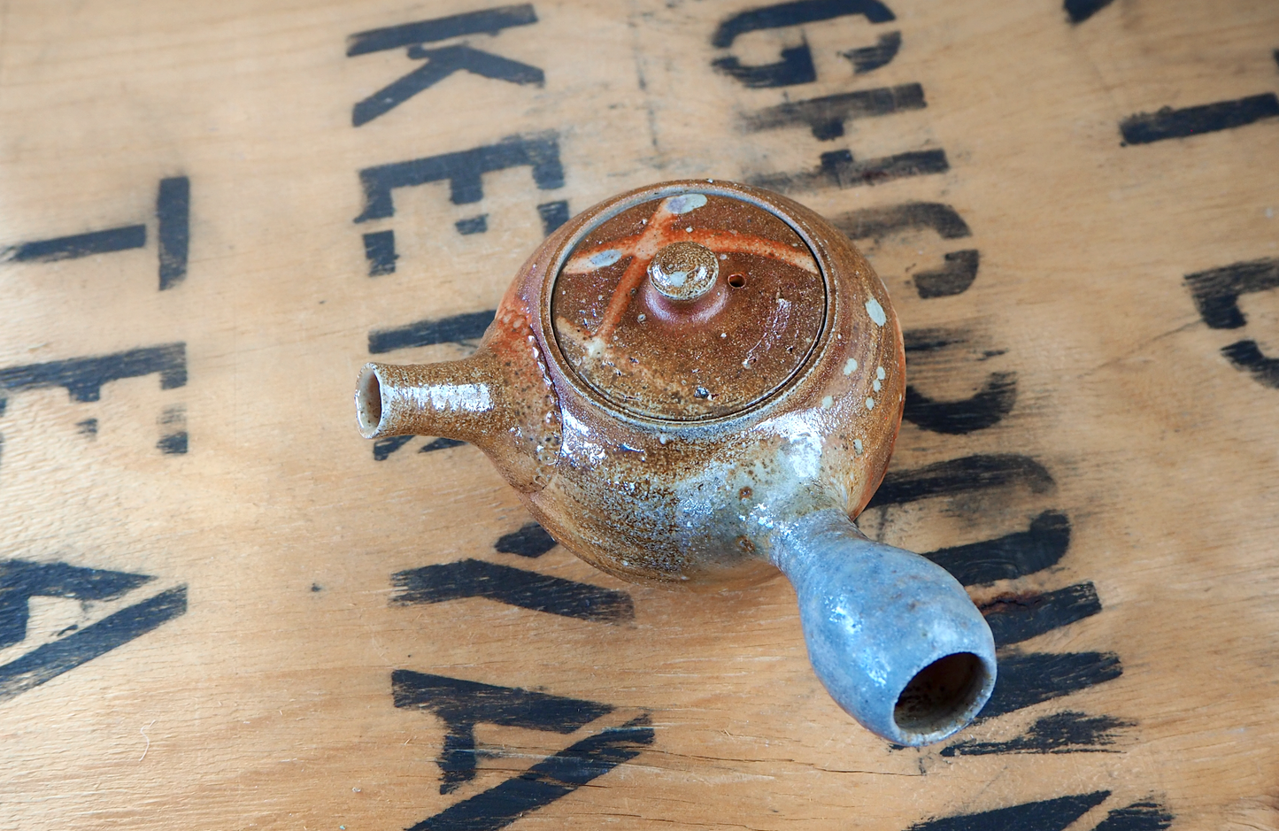 Woodfired Shino & Ash Kyusu (1) by Linda Unsworth