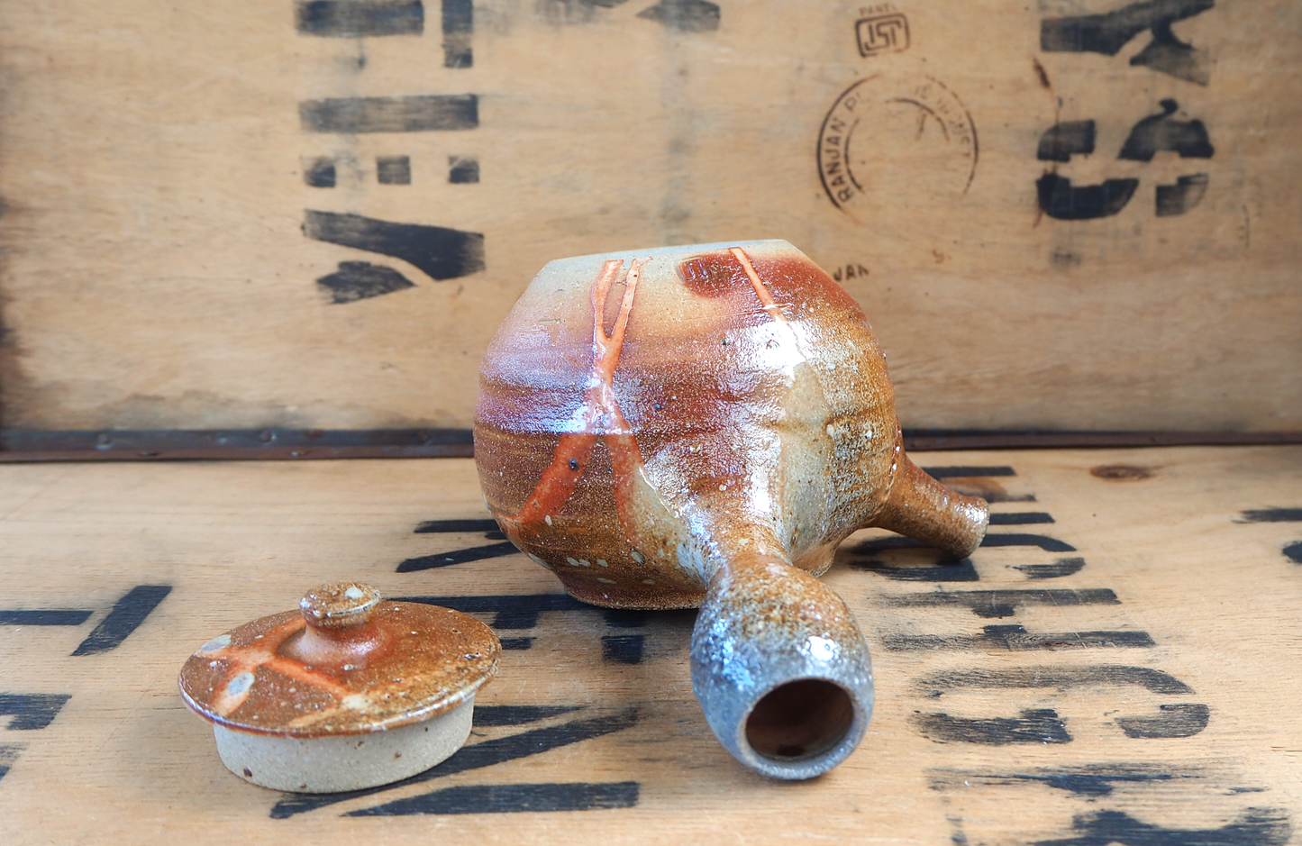 Woodfired Shino & Ash Kyusu (1) by Linda Unsworth