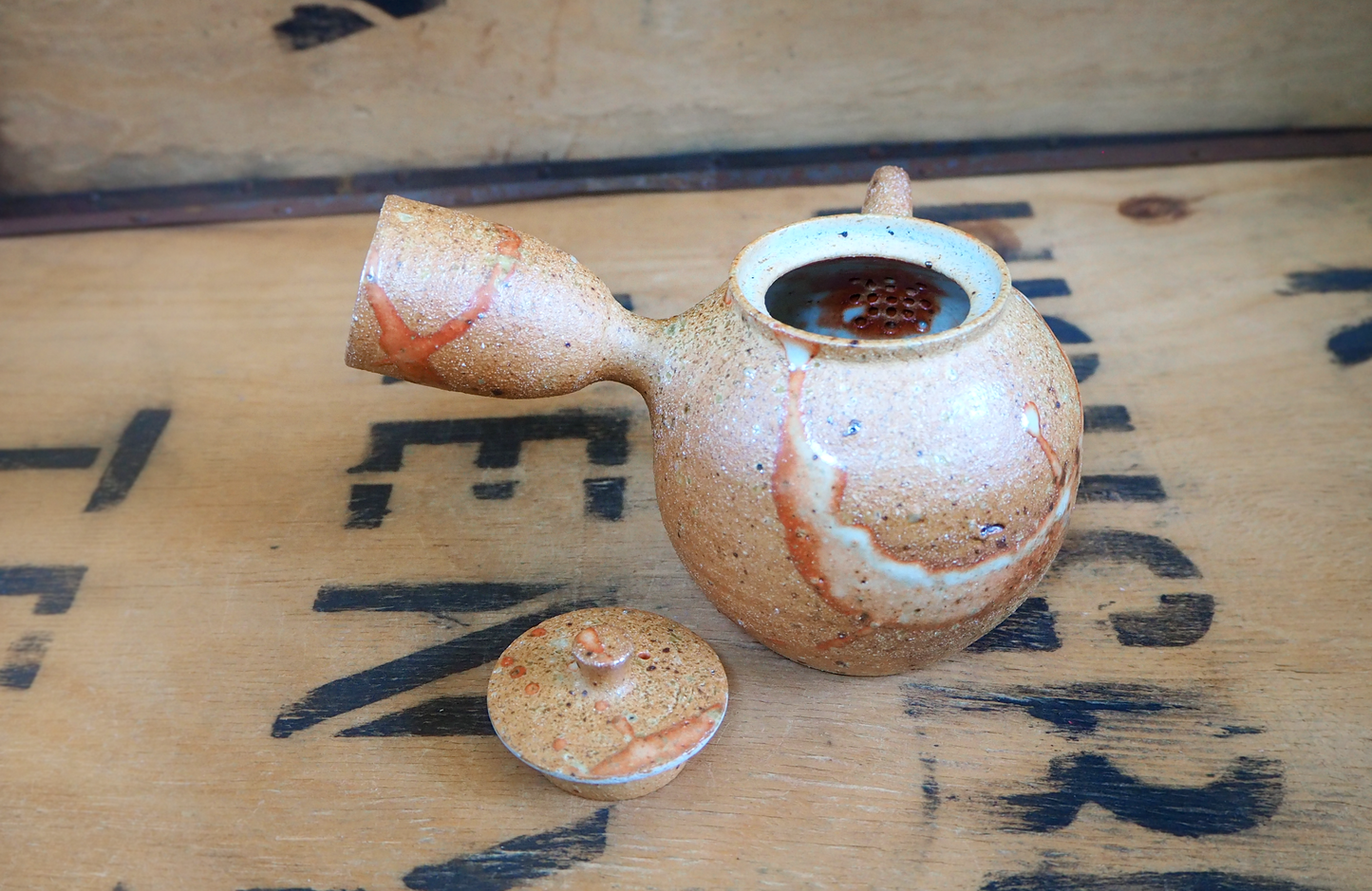Woodfired Shino Kyusu (4) by Linda Unsworth