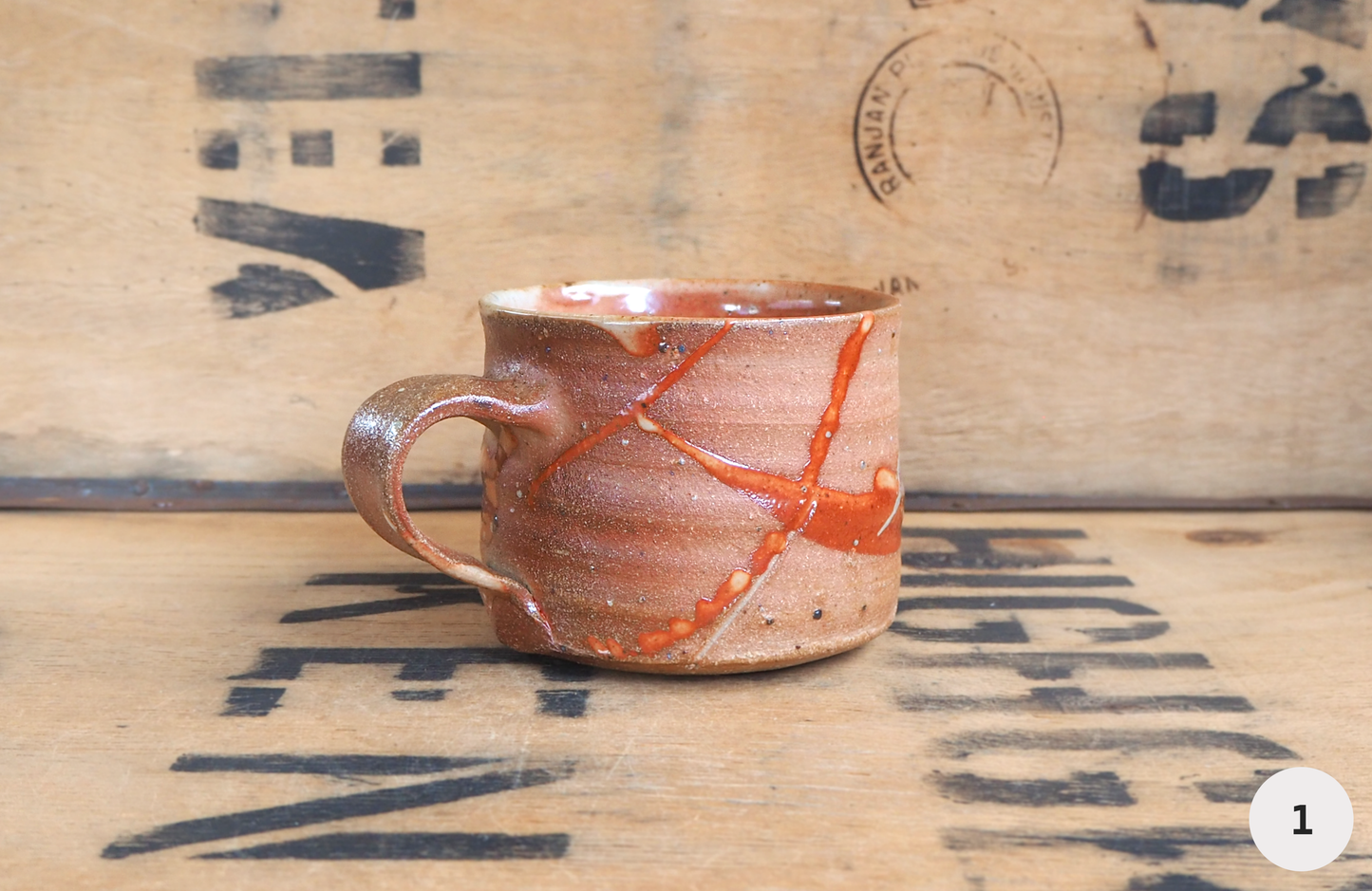 Woodfired Shino Mug (1-8) by Linda Unsworth