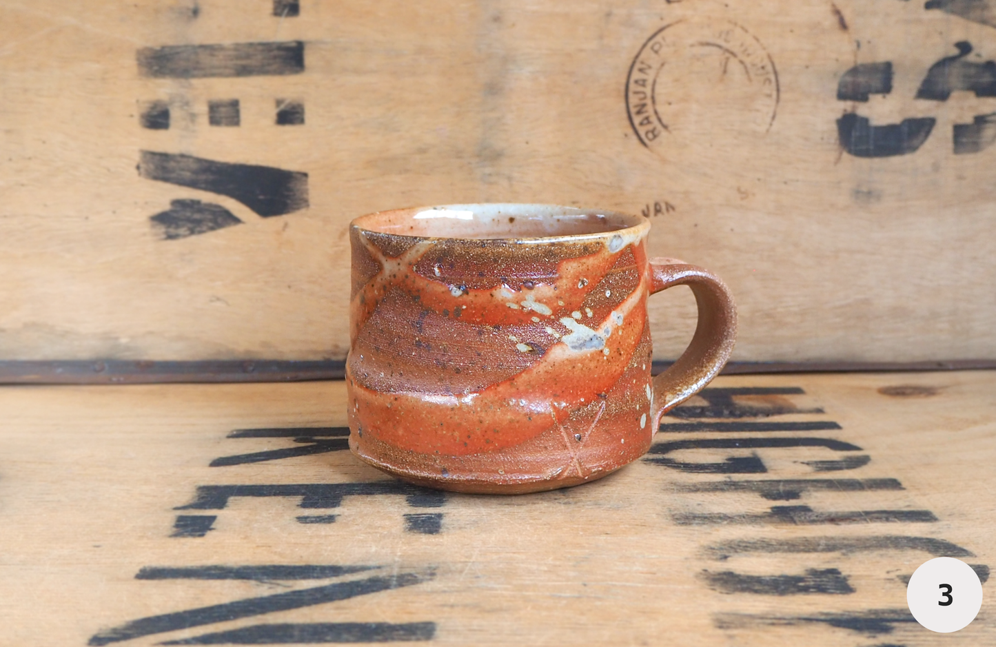 Woodfired Shino Mug (1-8) by Linda Unsworth