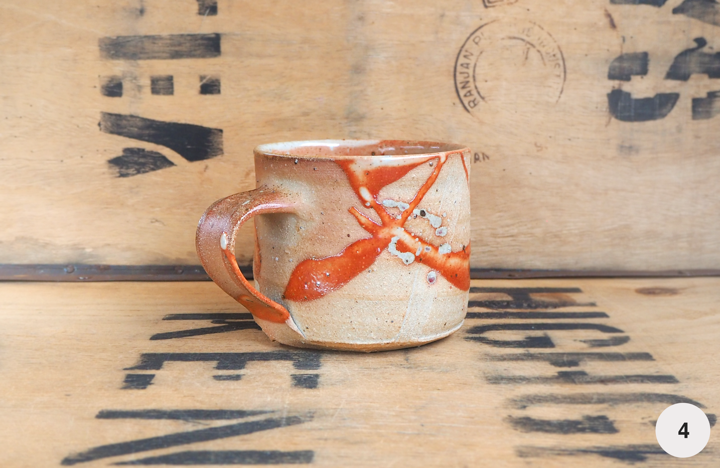Woodfired Shino Mug (1-8) by Linda Unsworth
