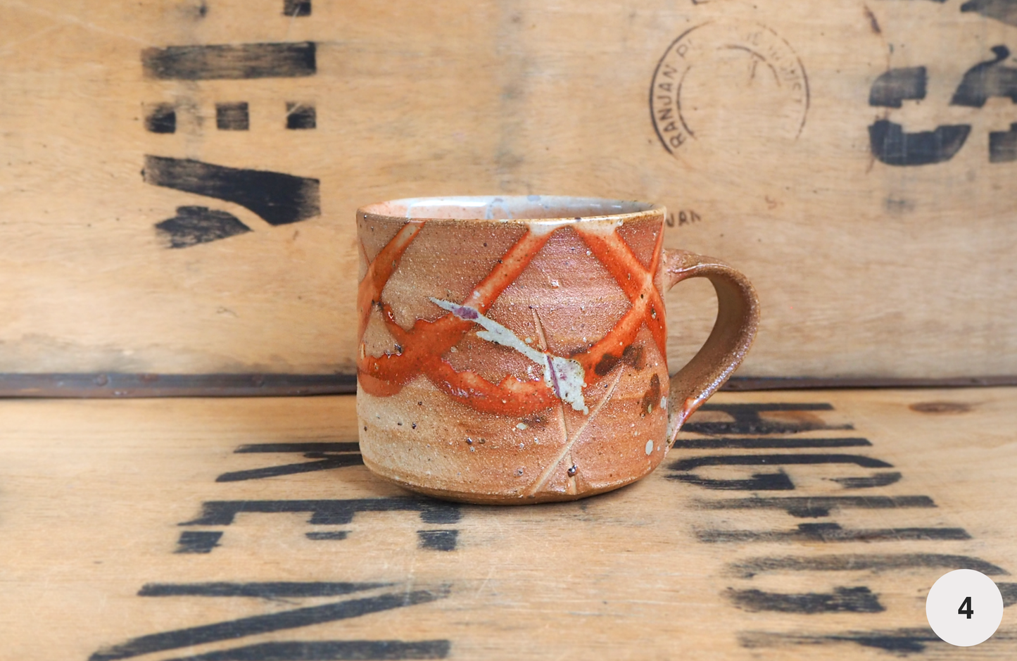 Woodfired Shino Mug (1-8) by Linda Unsworth