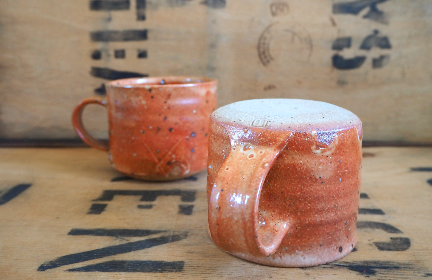Woodfired Shino Mug by Linda Unsworth