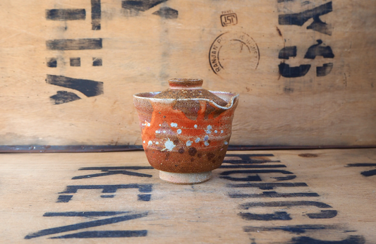 Woodfired Shiboridashi (2) with Shino by Linda Unsworth