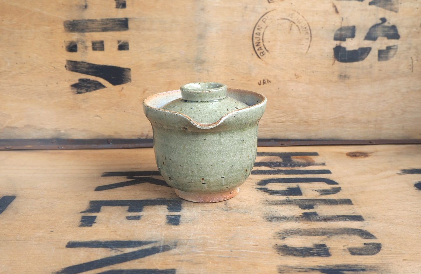 Woodfired Ash Celadon Shiboridashi by Linda Unsworth
