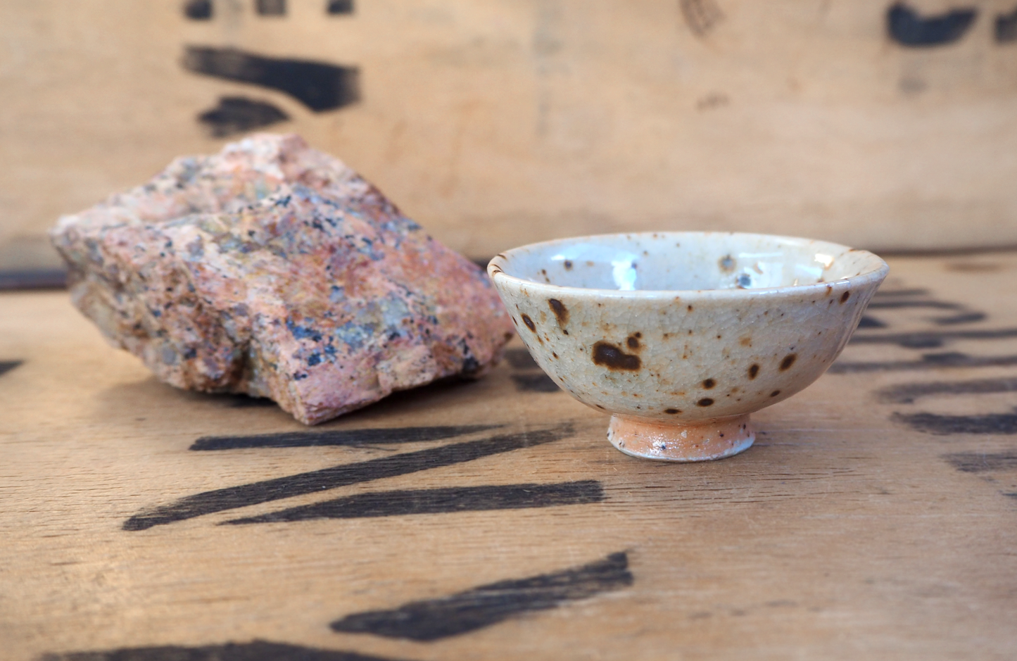 Woodfired Shino Teabowl by Linda Unsworth