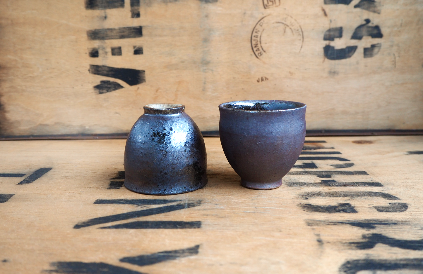Woodfired Iron Wash + Shino Tulip Yunomi by Popalini & Jezando