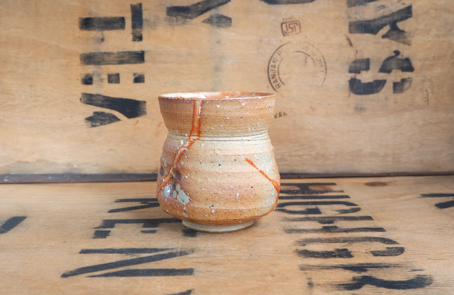 Woodfired Shino Yunomi by Linda Unsworth