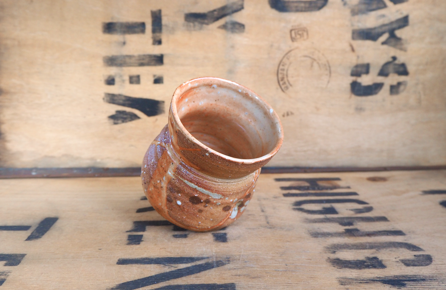 Woodfired Shino Yunomi by Linda Unsworth