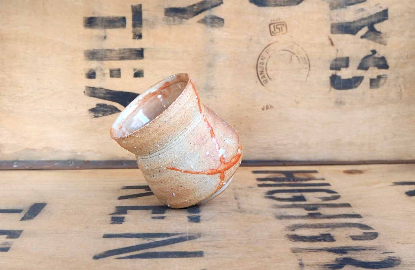 Woodfired Shino Yunomi by Linda Unsworth